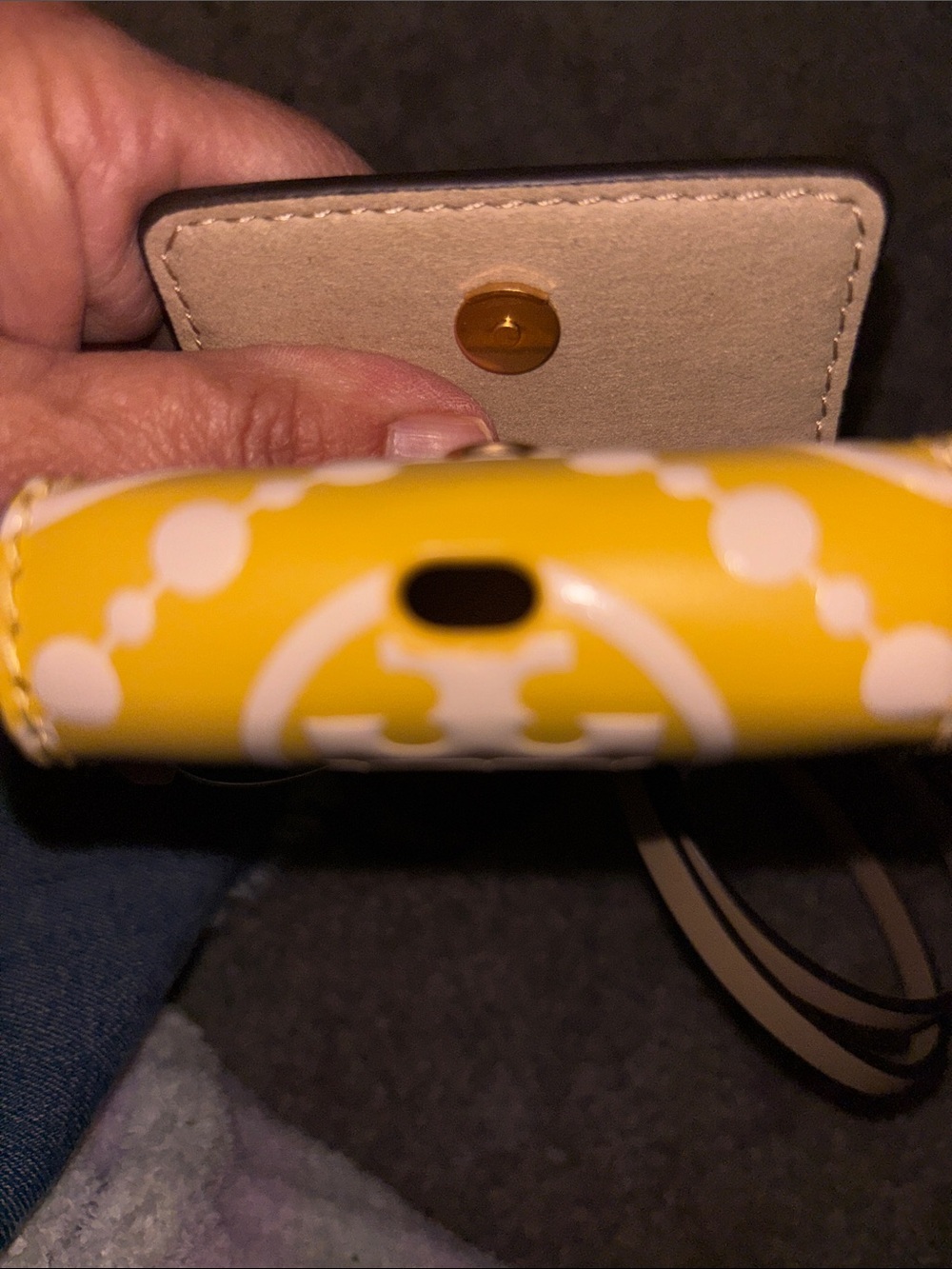 Tory Burch Yellow Leather Air Pod case. - Picture 6 of 7